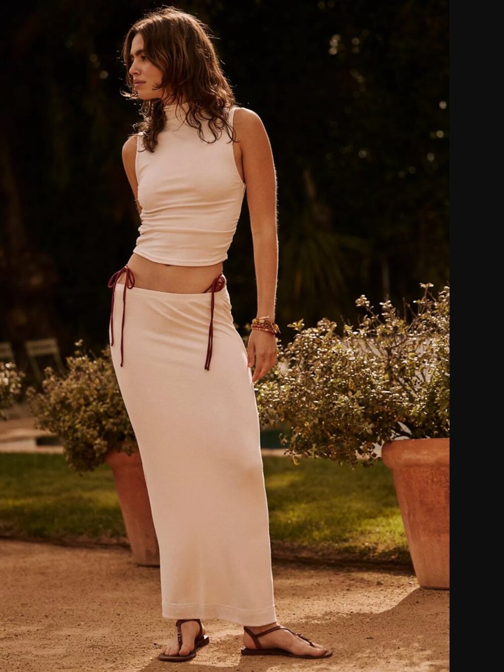 Free People Free-Est Women Champagne Dream Good Feels Set(Top+Skirt) Size M NWT